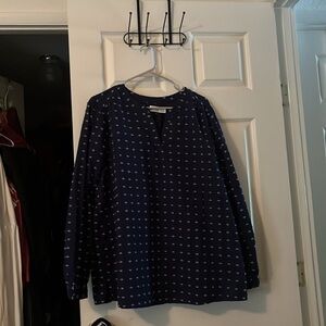 Really cute dark blue and white long sleeve peasant blouse